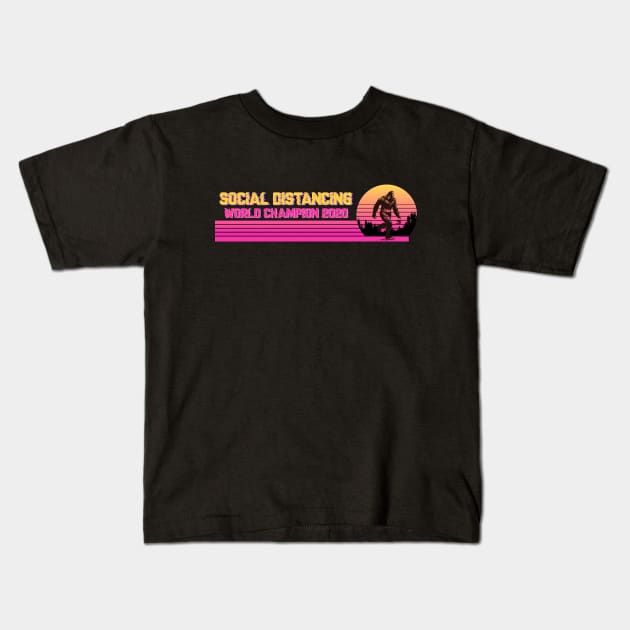 Bigfoot Social Distancing - Retro Glitch Kids T-Shirt by Recapaca